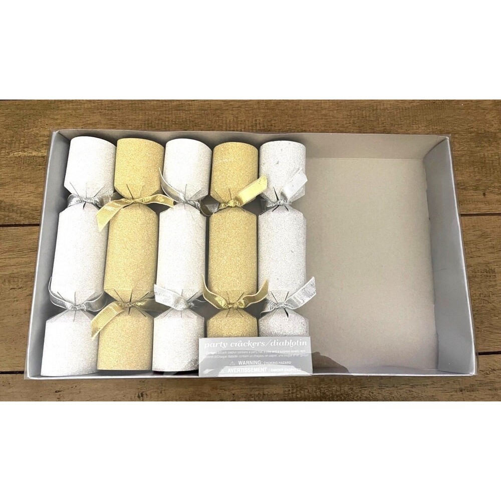 Party Crackers By Pier 1 With Glitter Finish In Gold & Silver Pack Of 5